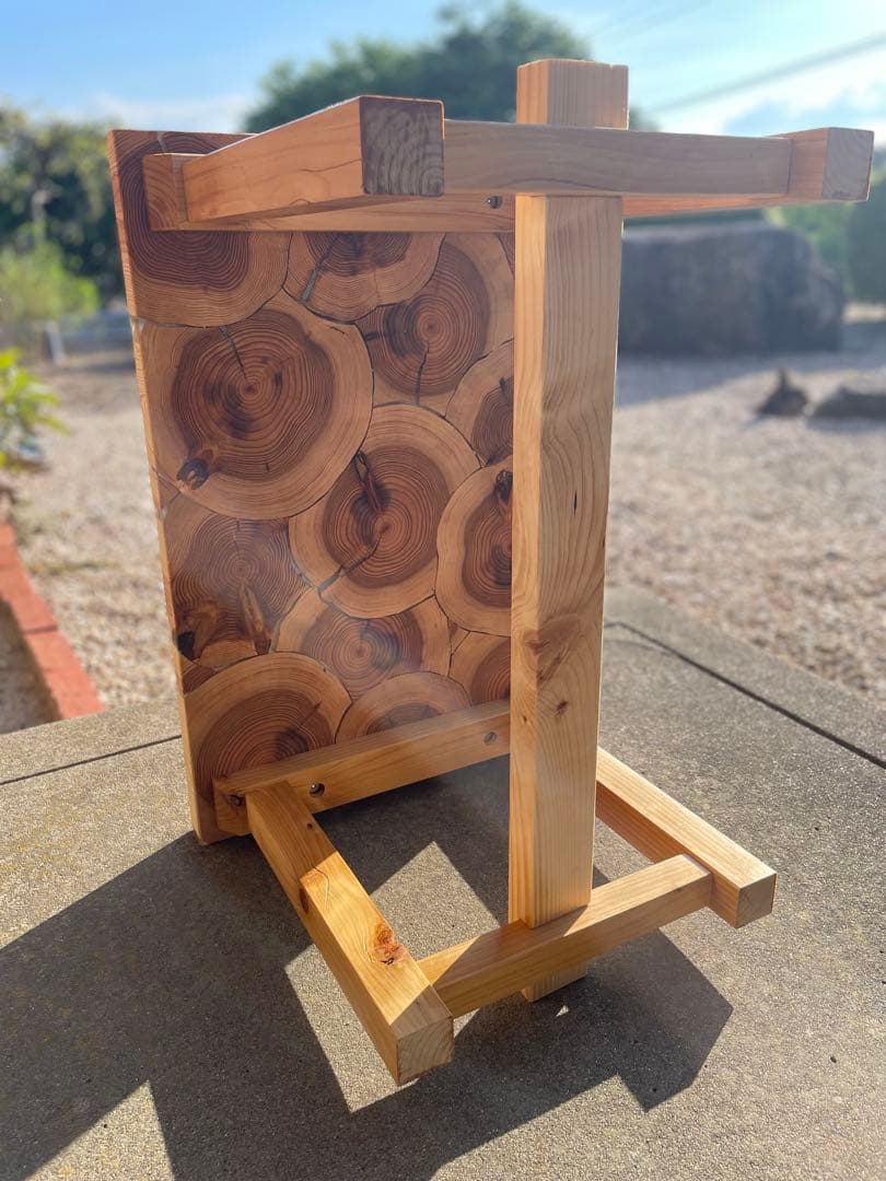 杉の丸太ローテーブル サイドテーブル 花台