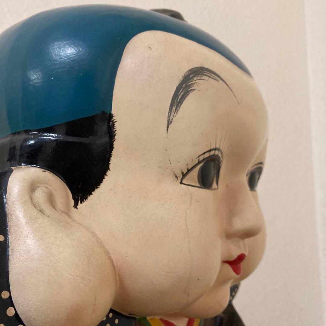 時代福助人形　縁起　手描き　招福置物　珍品〈検 招き猫　こけし　七福神　常滑焼