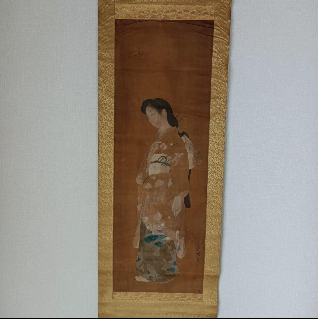 レア 掛け軸 絵 美人画 日本 美術 骨董
