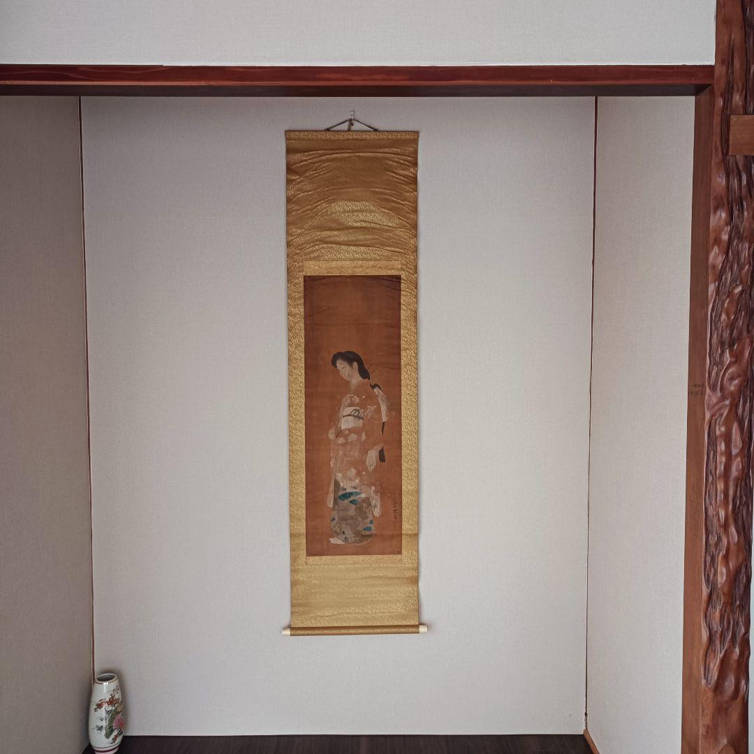 レア 掛け軸 絵 美人画 日本 美術 骨董