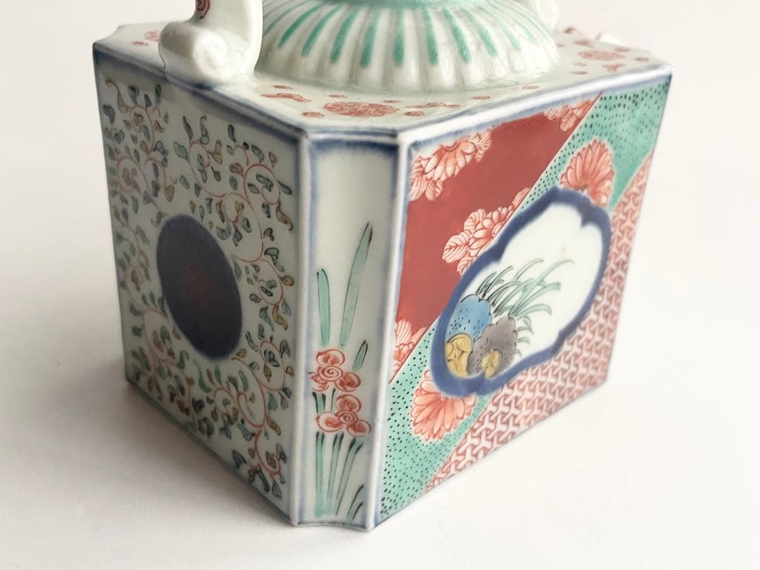 骨董　アンティーク　古伊万里　色絵　窓絵花散らし文様　汁次　すまし注　水注　銚子