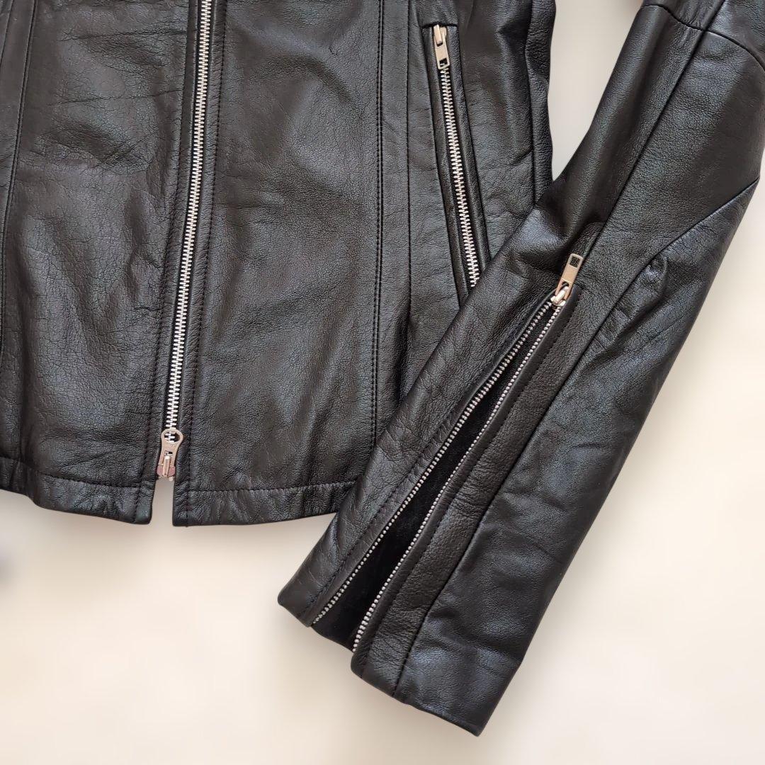 ✧美品【iDbyLAID】羊革シングルライダースL 黒　ラムレザー