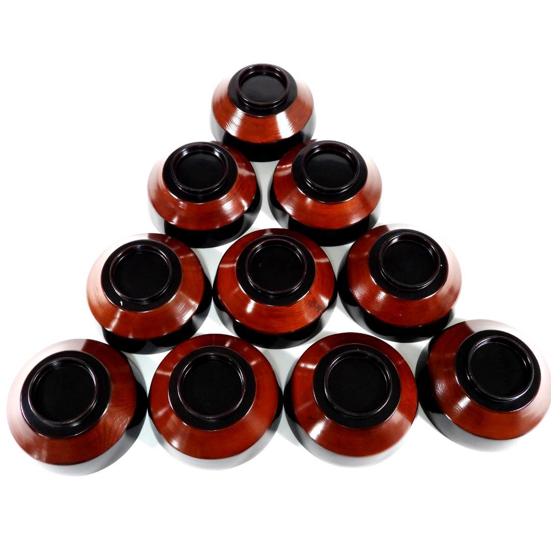 【ゆりかご】金蒔絵 千羽鶴 黒塗煮物椀 10客 木製漆器 天然木