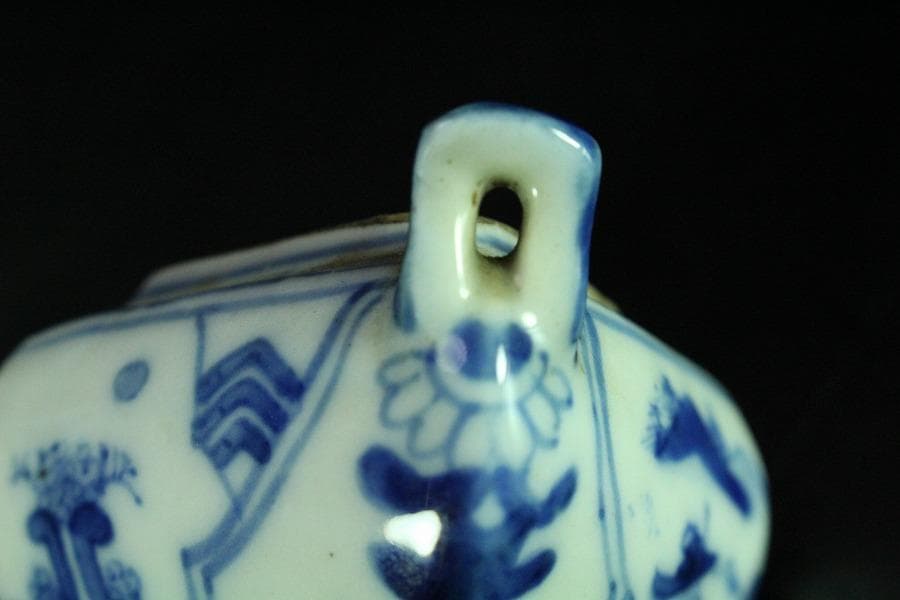 茶道具 青花 獅子蓋 香炉 道八 在銘 高8cm(K-XA787)