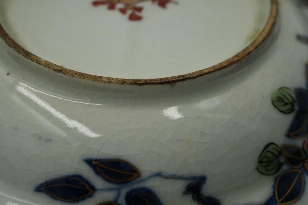 古伊万里　里帰り　元禄享保染錦皿　五客　磁貫アリ