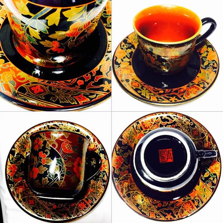 未使用！有田焼金襴手青藍窯カップ＆ソーサー2客セット