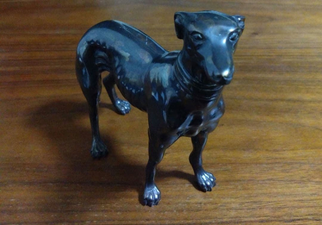 置物★グレイハウンド ブロンズ像 重量感あり　アンティーク　犬