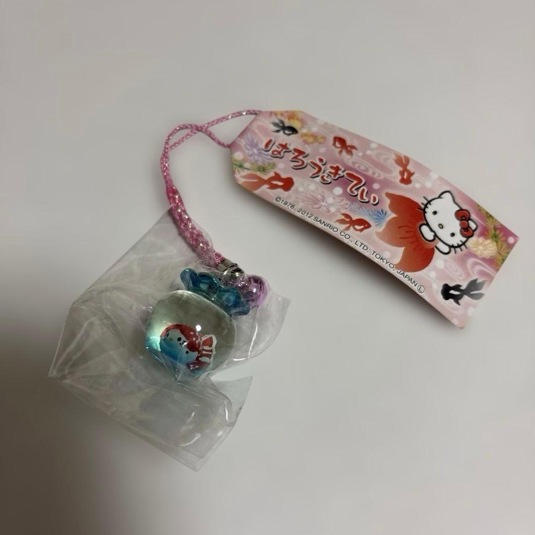 サンリオ ハローキティ 金魚鉢 赤 ストラップ 根付