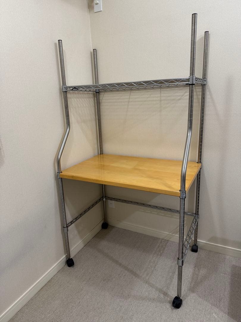 【お値下げ可】Erecta スチール製シェルフ キャスター付きパソコンデスク