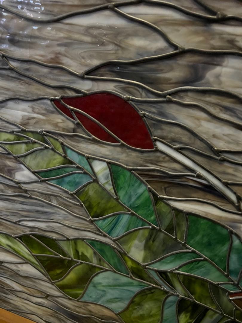 ステンドガラスのパネル葡萄ぶどう　カエル蛙