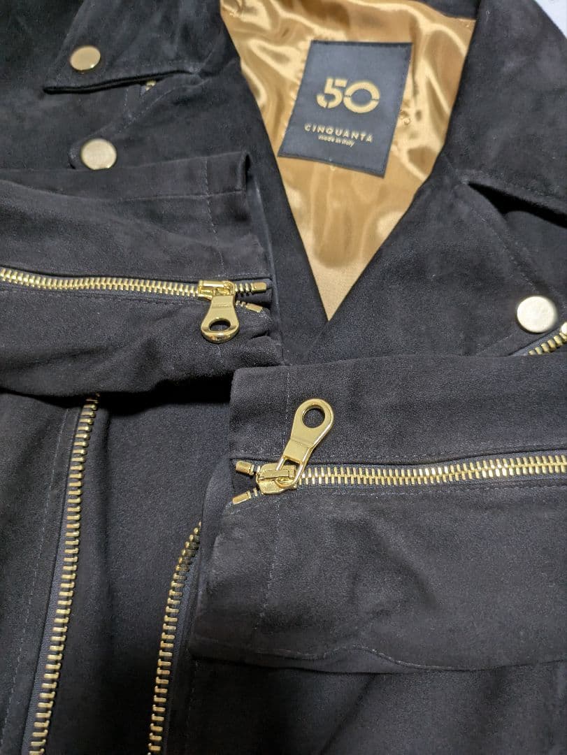 チンクアンタ ゴートスエード ダブルライダース ブラック 44