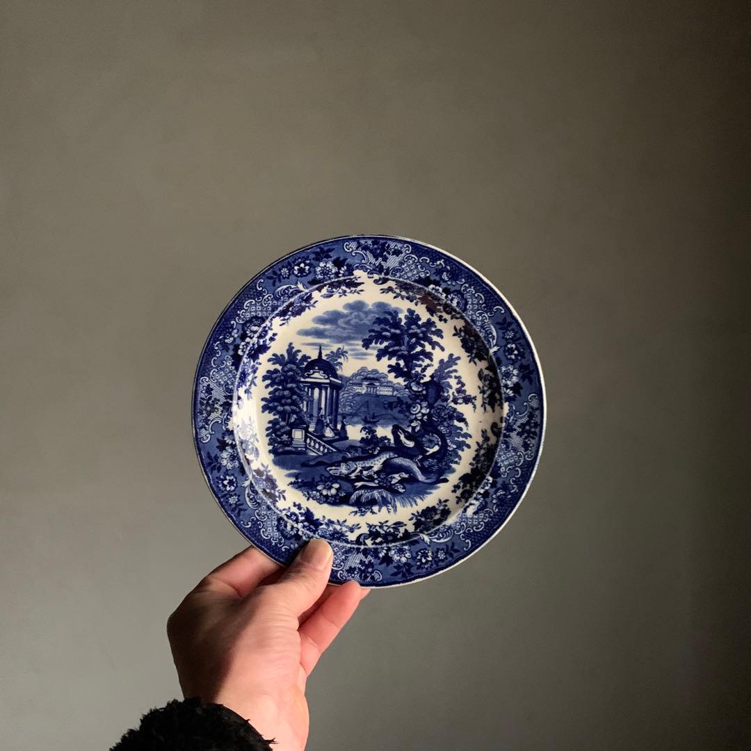 銅板転写 プレート 皿 中皿 古道具 アンティーク ブロカント