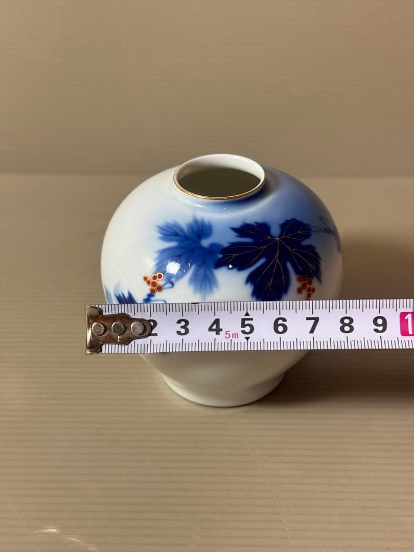 2899 深川製磁　葡萄瑠璃　小花瓶　未使用