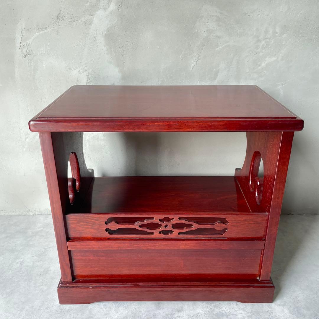 カリモク 唐木家具 和風 電話台 抽斗 引き出し付き サイドボード　小型チェスト