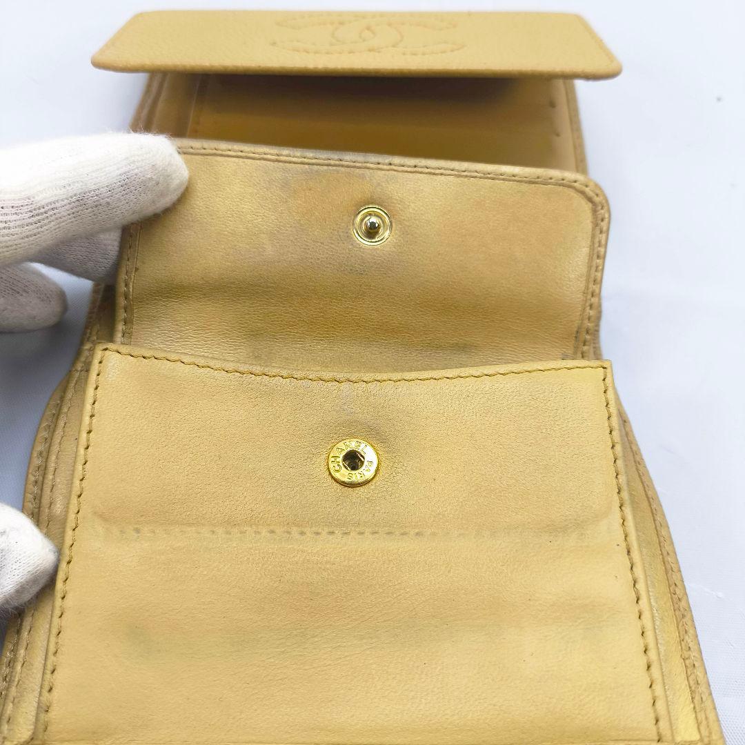 シャネル キャビアスキン 3つ折り財布 コンパクト ウォレット ココマーク