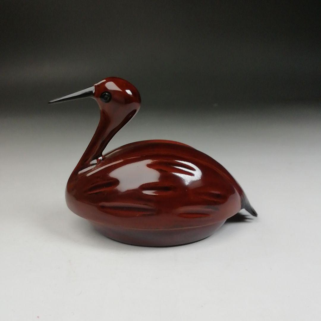 Ｗ１３　香合　『輪島乾漆造り　鶴香合　壱』『塗師　川岸充雅 造』　共箱　茶道具