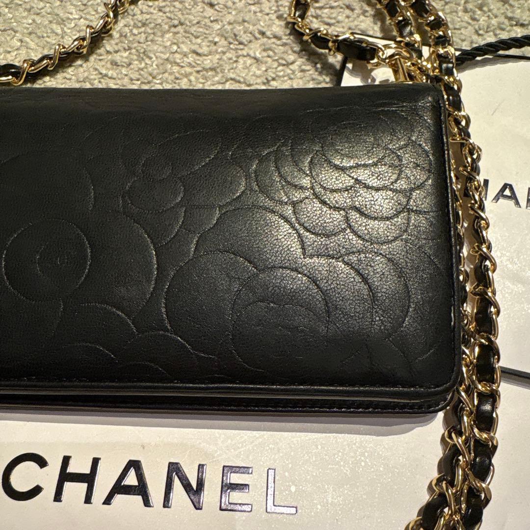 CHANEL シャネル　カメリア　長財布　チェーンウォレット　ショルダーバッグ