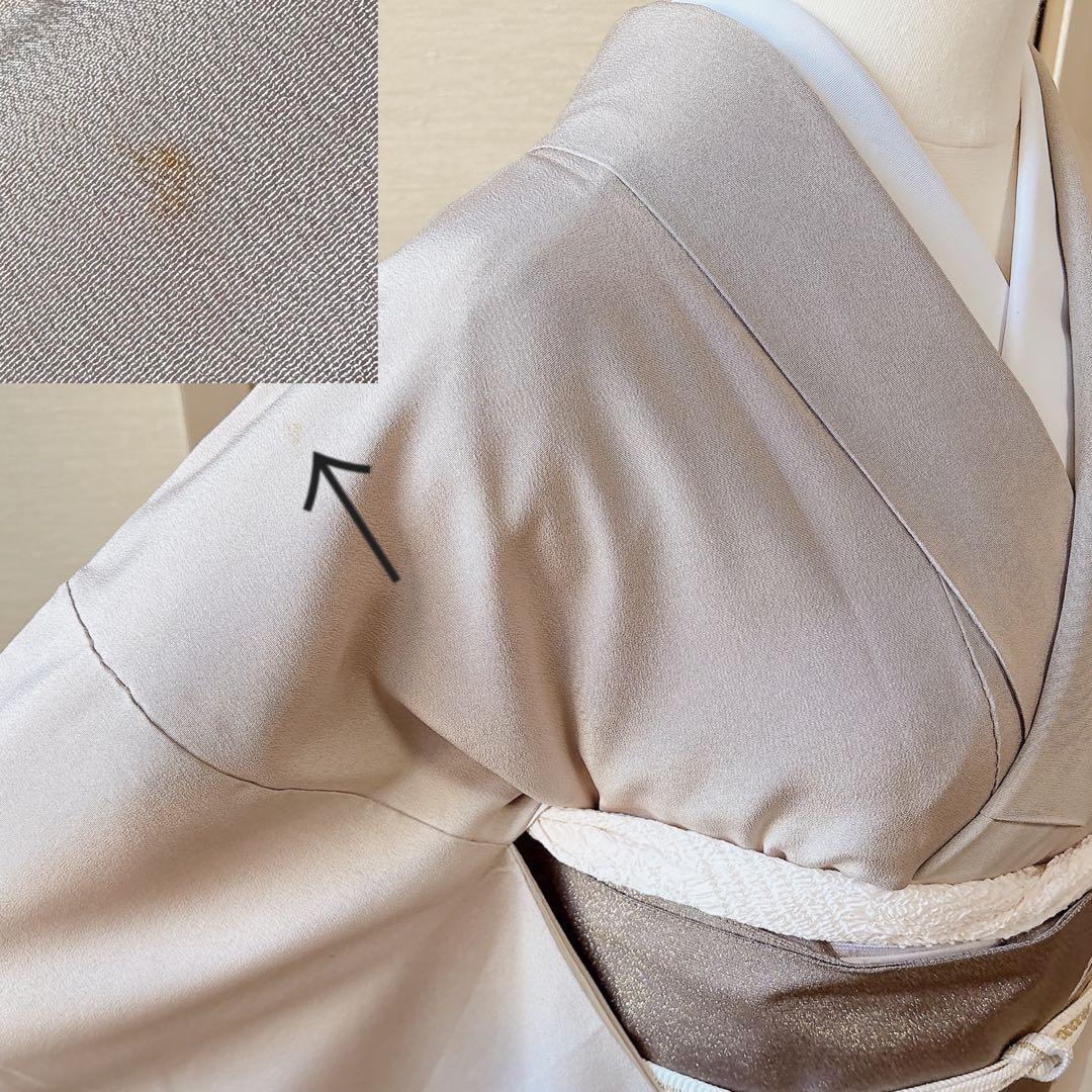 正絹　付け下げ　フルセット　裄65 卒業式　入学式　お宮参　袋帯 S グレー　白