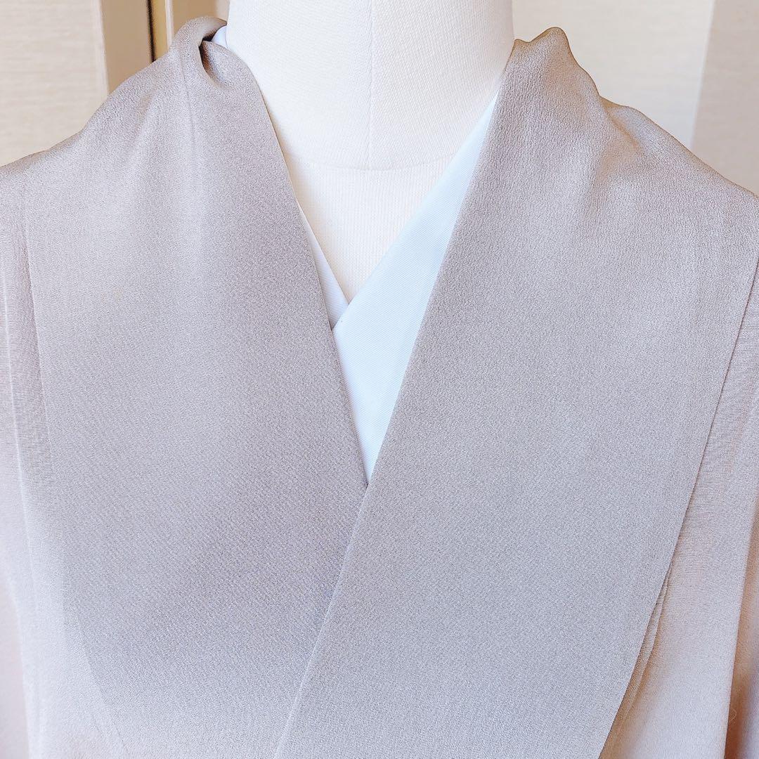 正絹　付け下げ　フルセット　裄65 卒業式　入学式　お宮参　袋帯 S グレー　白