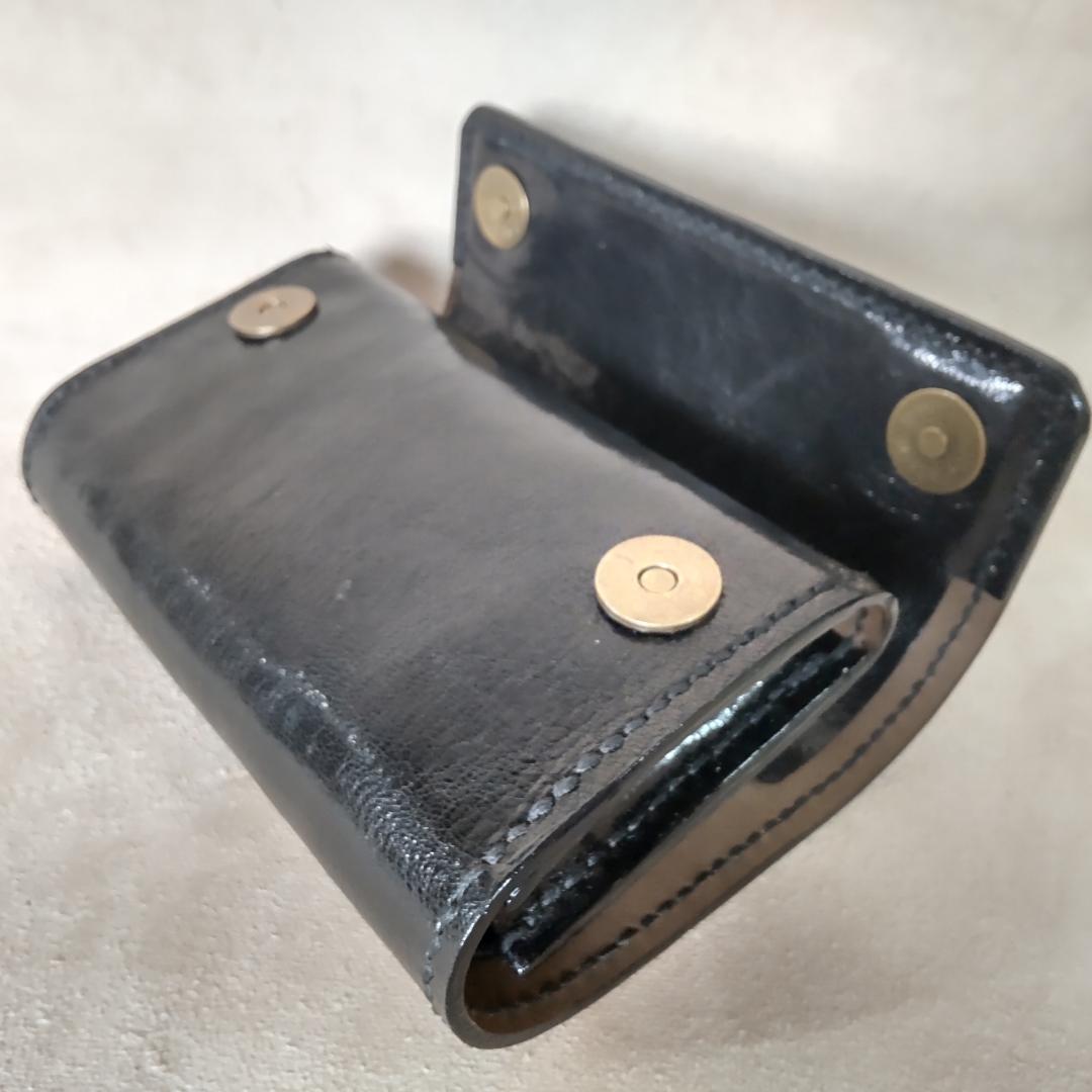 手巻きたばこ 三つ折りシャグポーチ（黒)高級姫路レザー使用 一点物S-58HC