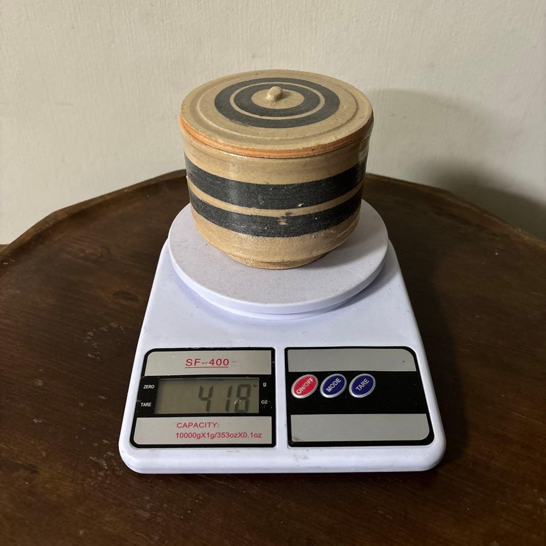 アンティーク輪線文　蓋物　古瀬戸　花器　古道具　骨董　検:白洲正子　秦秀雄　李朝