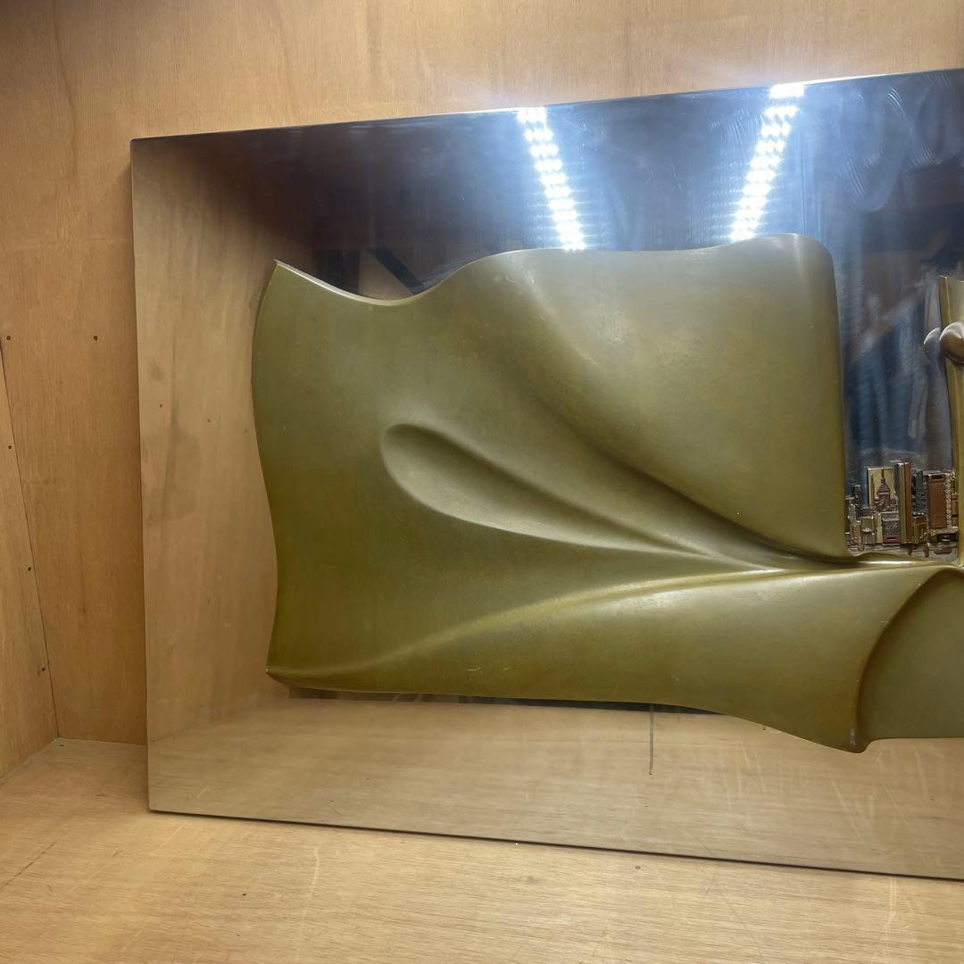 一点物　壁掛けアート　92.5×61cm ダウンタウン　オブジェ　金属ステンレス