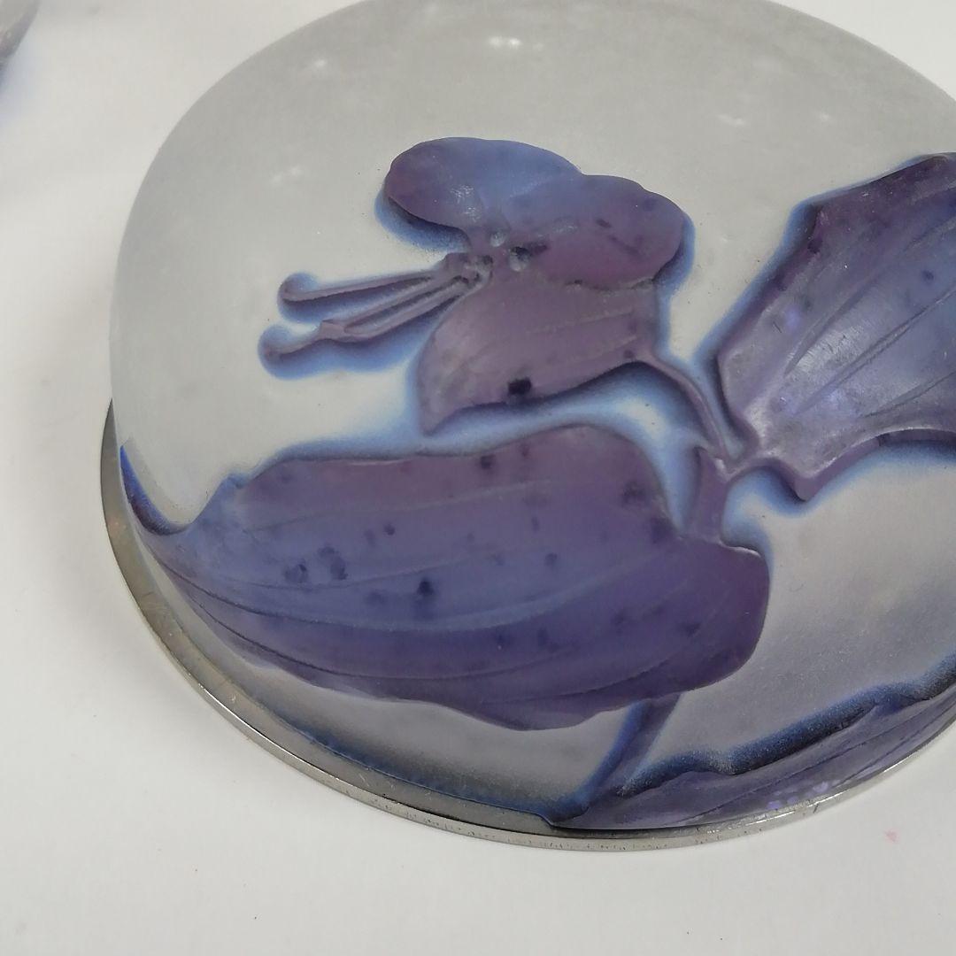 Ｗ４３　棗　『砂彫硝子　つゆ草』『茶器』『松本正雄 作』　共箱　茶道具