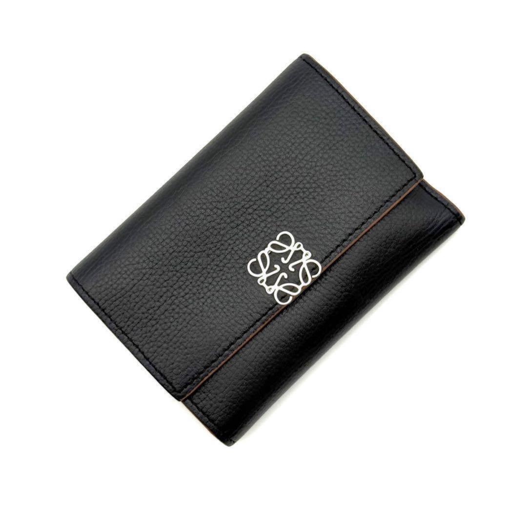 使用わずか　ロエベ アナグラム バーティカル ウォレット ブラック O09