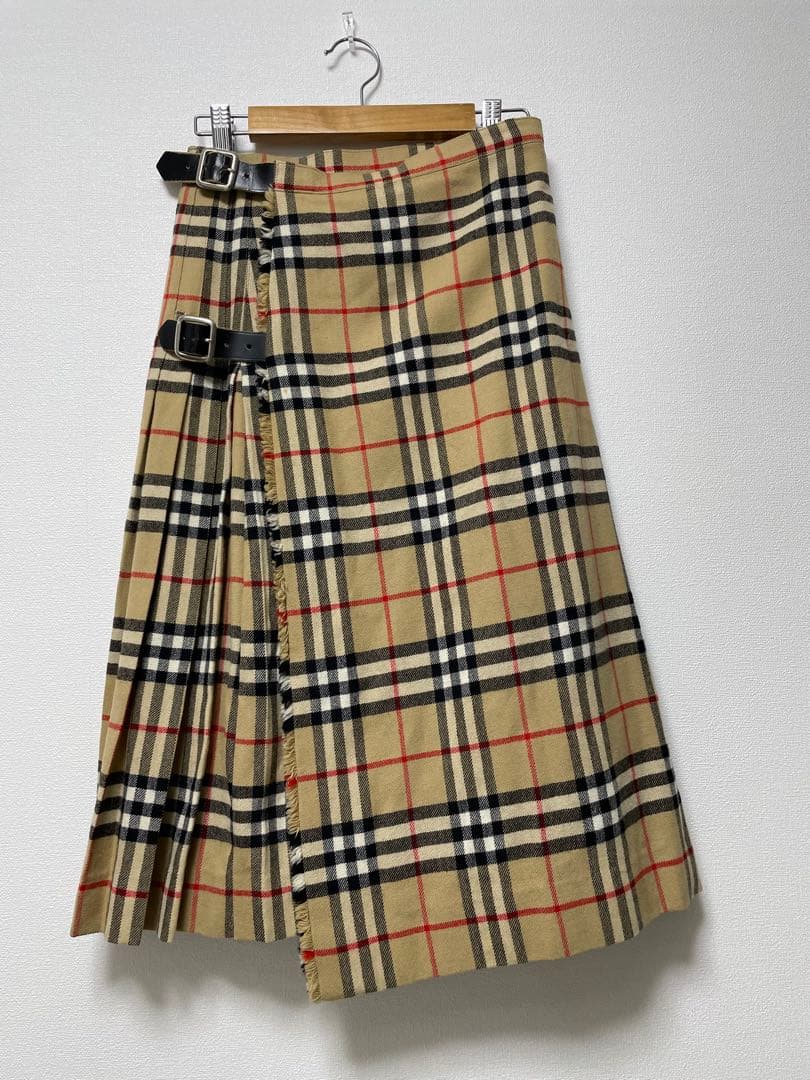 チェック柄プリーツスカート サイドバックル付き BURBERRY
