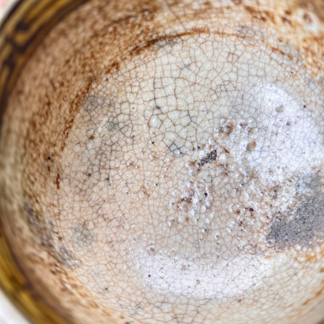 A013九古焼　福 手描き風景画陶器茶碗 木箱付き