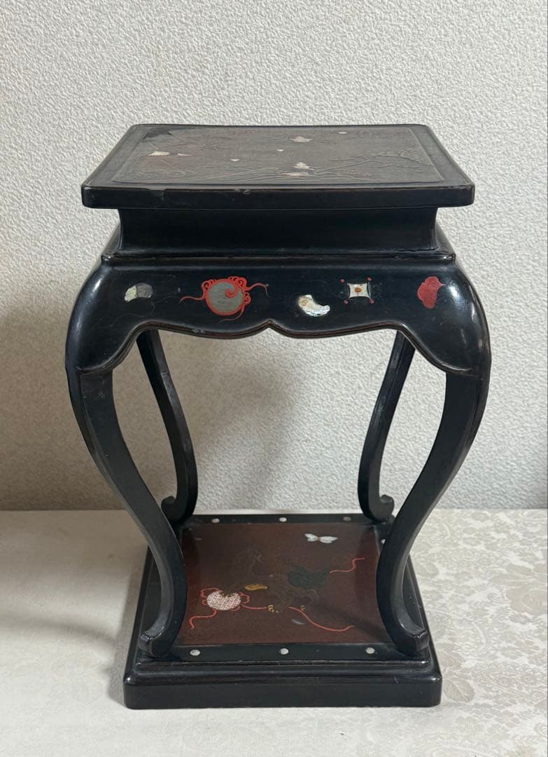 古琉球塗　螺鈿花台　茶道具　送料込み250605