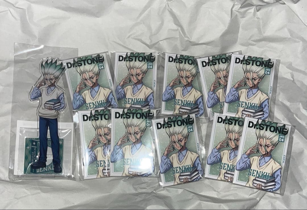 Dr.STONE くじ引き堂 長方形 缶バッジ 石神千空 アクリルスタンド
