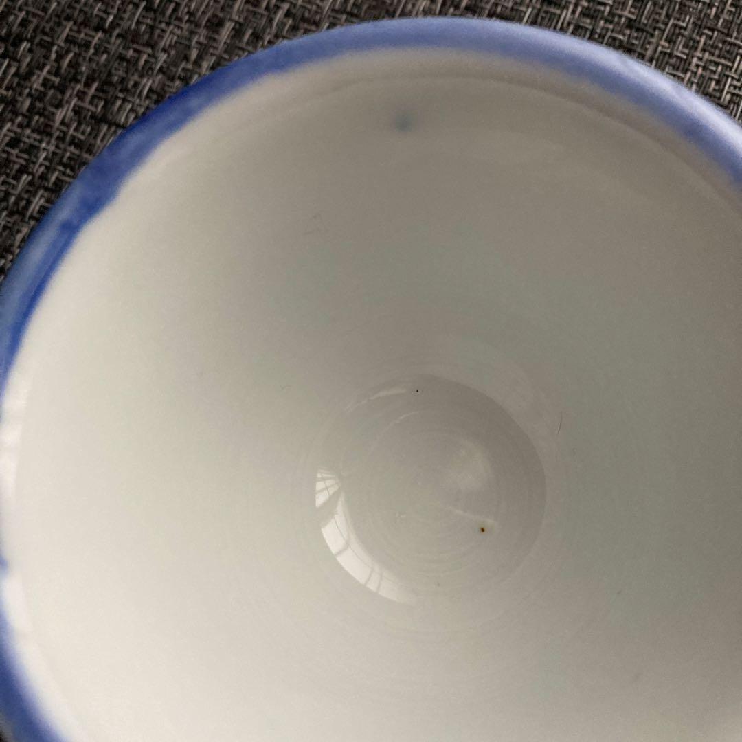 骨董　煎茶碗　手描き染付　茶器　鯉柄　湯のみ　4客セット