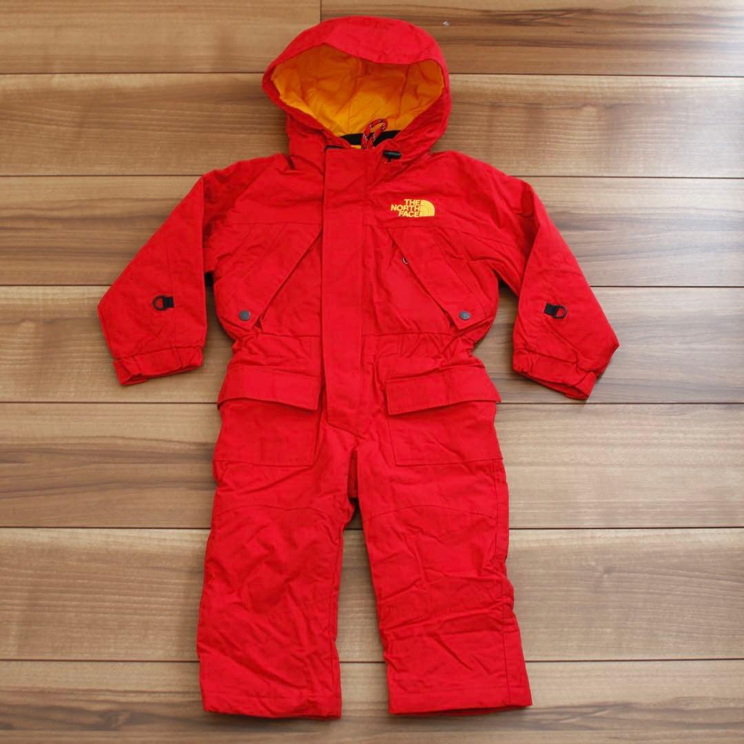 美品 ノースフェイス スキーウェア キッズ 90cm 赤 ジャンプスーツ ツナギ