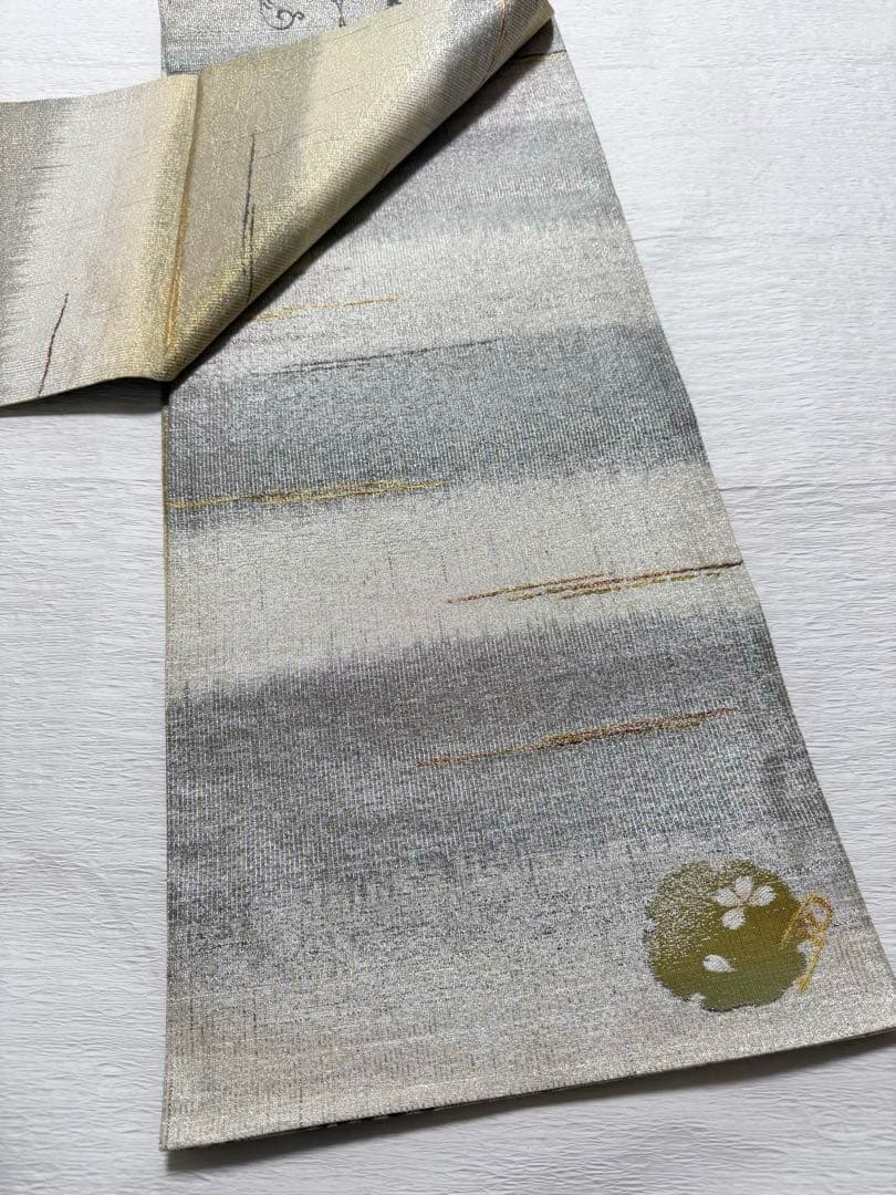 m-9 3way 葵小袖文様 華唐草 月 全通 袋帯 正絹 未使用極美品