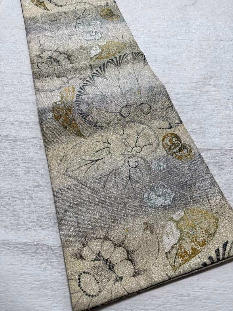 m-9 3way 葵小袖文様 華唐草 月 全通 袋帯 正絹 未使用極美品