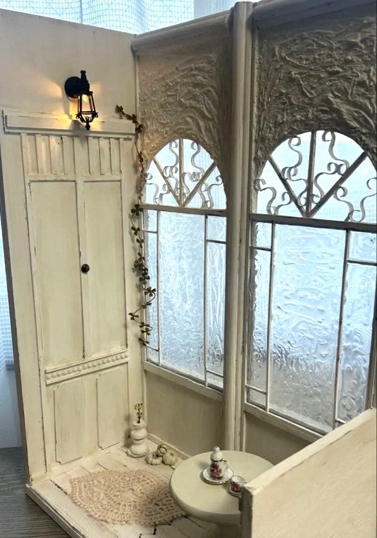 木製ドールハウス.背景ボード.ミニチュアハウス ハンドメイド