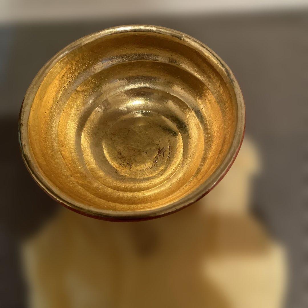 嶋台茶碗　佐々木松楽造　赤楽金銀　楽茶碗