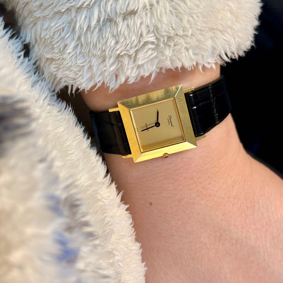 VINTAGE LEONARD GENEVE金文字盤 タンク 1980's