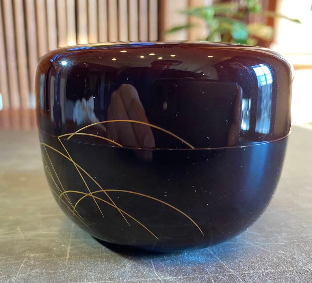 輪島塗　棗　蒔絵・松虫（鈴虫）　　　　鈴谷鐵五郎作 ・茶道具　ヴィンテージ　レア