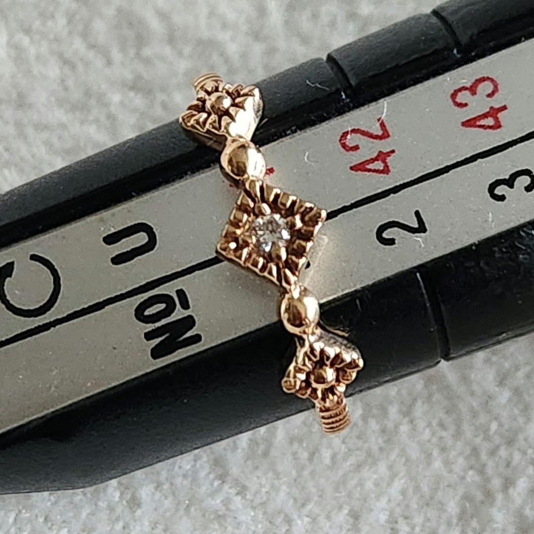 『豆福』ダイヤモンド♡1号【エテ】K10 スクエア ピンキーリング♪