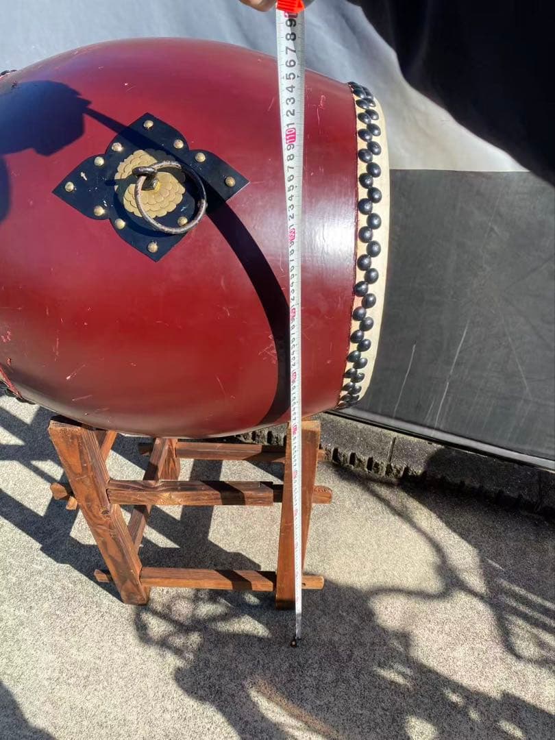 和太鼓鼓面】約47cm【胴高】約60cm和太鼓と太鼓台のセットになります 年代物