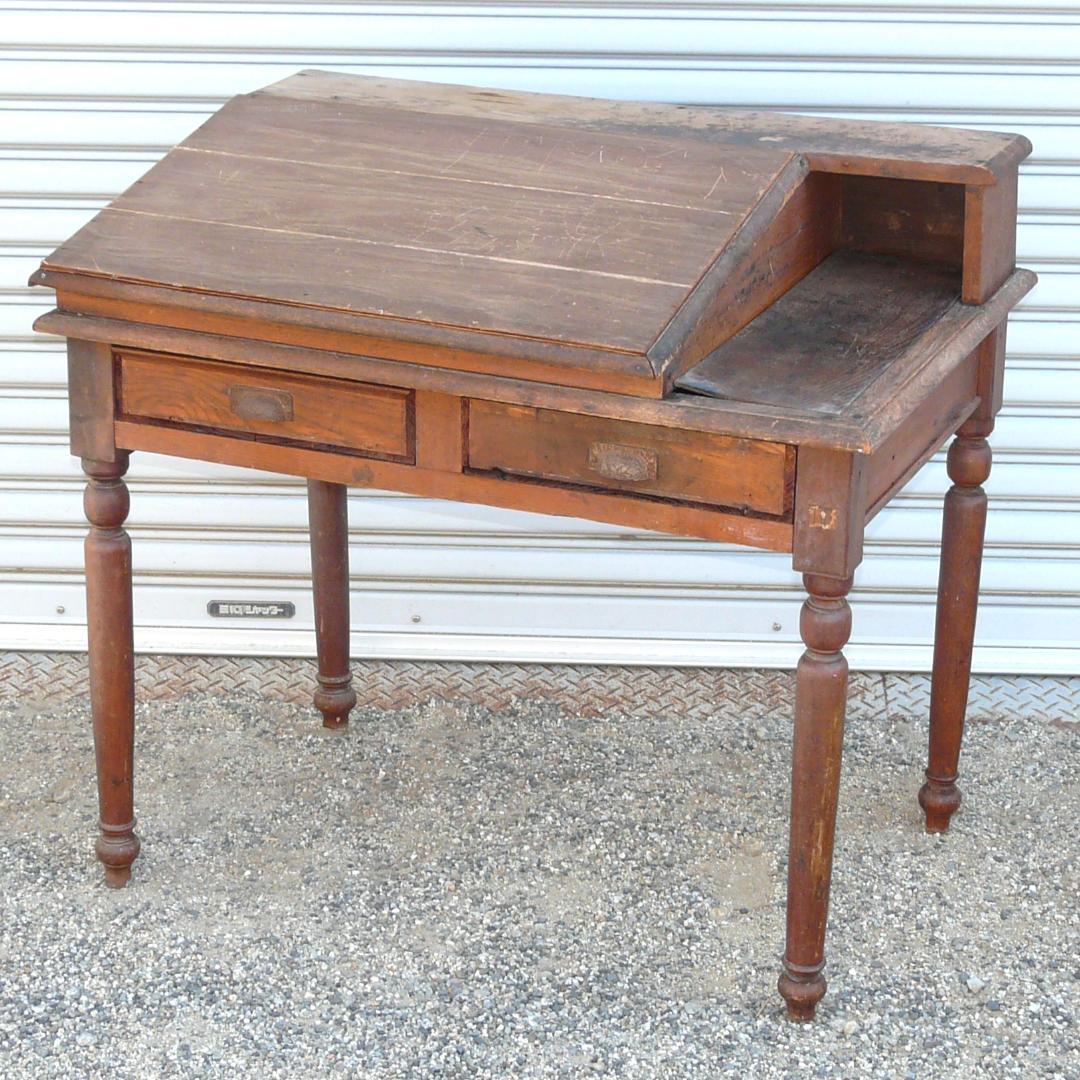 昭和レトロ　帳簿台　ドローイング　アンティーク　机 文机 テーブル 木製　作業台