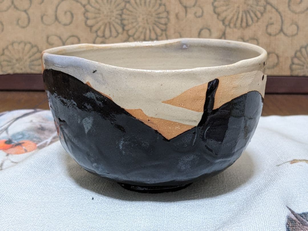 【お値下げ】【良作】朝日焼　松林佑典作　16代豊斎　若作　鹿背茶碗