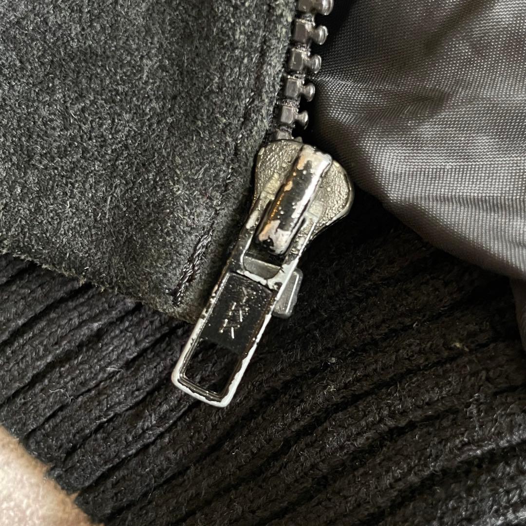 suède leather zip knit jacket black 2XL