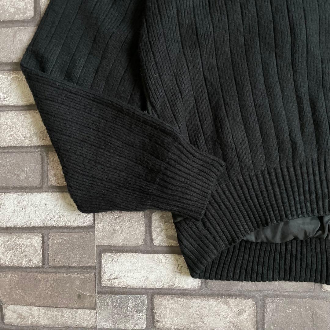 suède leather zip knit jacket black 2XL