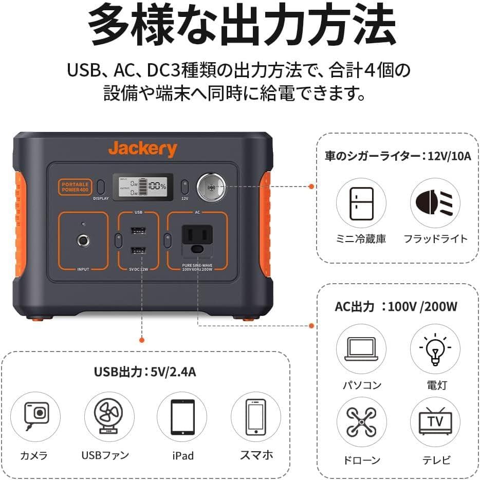 新品 Jackery 400 ポータブル電源 ソーラーパネル100 災害 非常用
