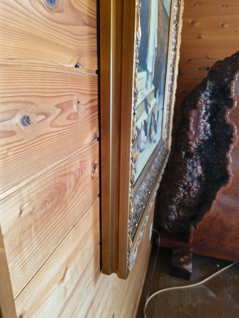 大型絵画　金縁額縁入り　女性絵　鶏　窓　アンティーク　洋風　油絵　洋間　ホテル