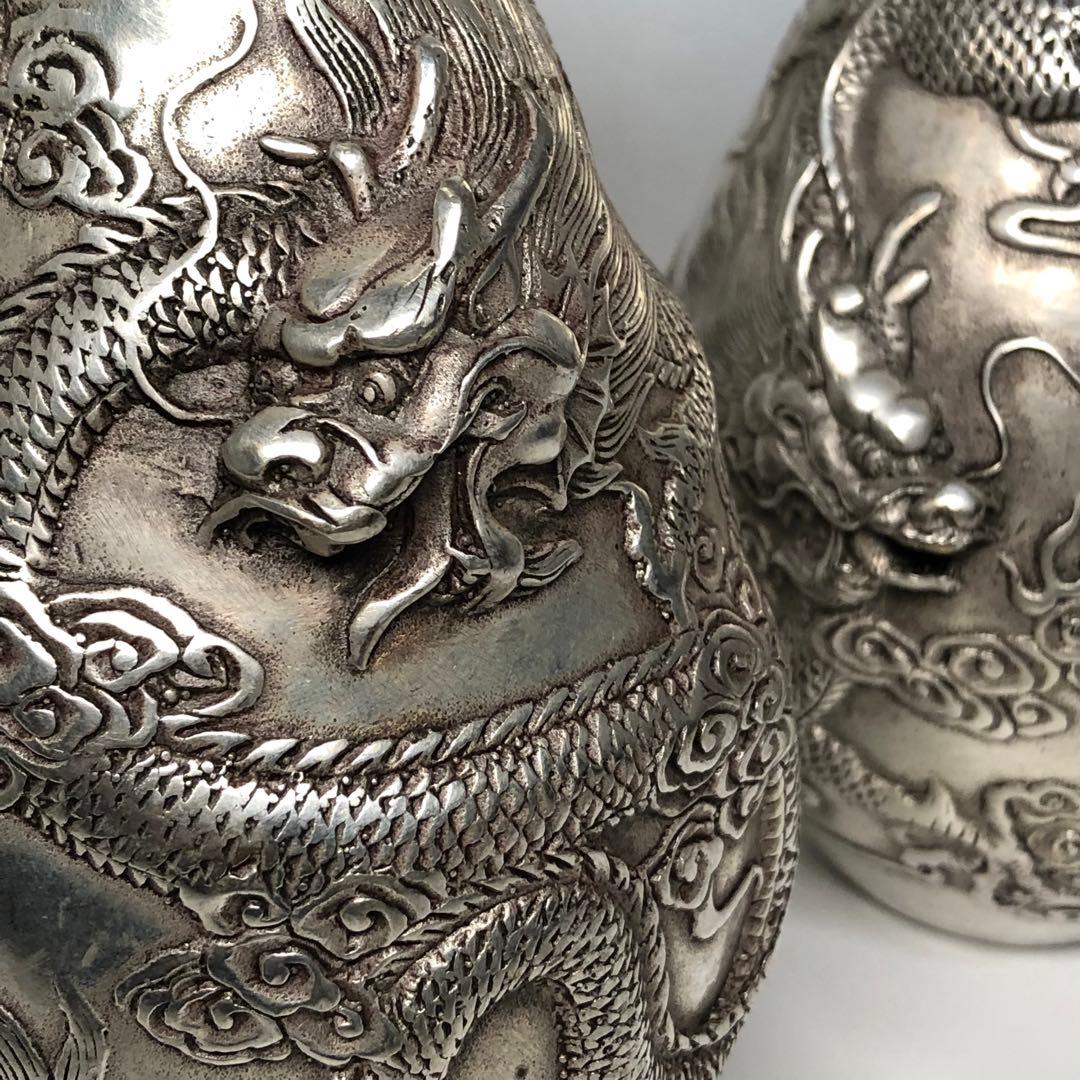 アンティーク　銀竜　花瓶　高級　時代物　縁起物　インテリア　美術品　レア