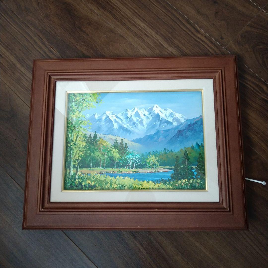 油絵　額縁　羽沢清水　戸隠